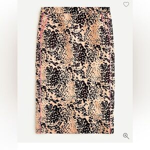 NWT J.Crew Linen Blend Leopard Print Pencil Skirt Size 18